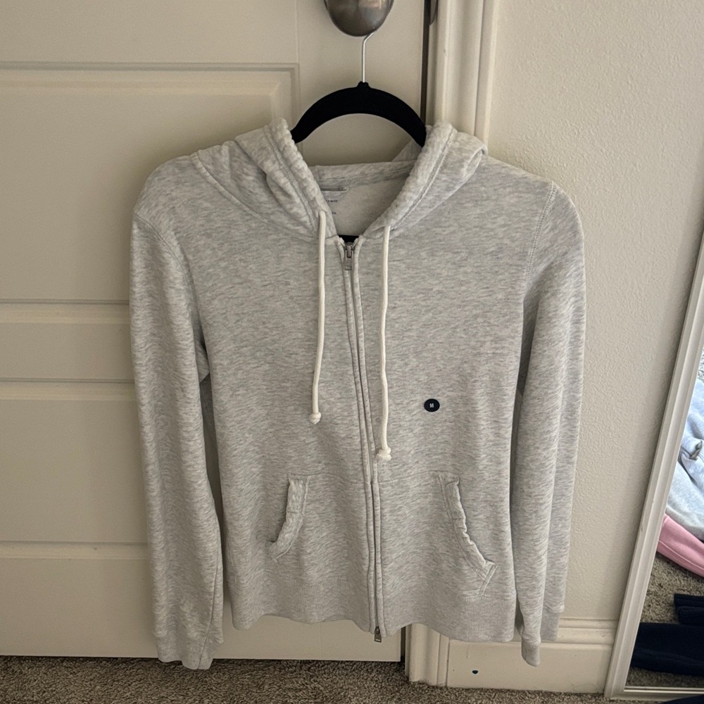 Hollister Light Gray Zip-Up Sweater
